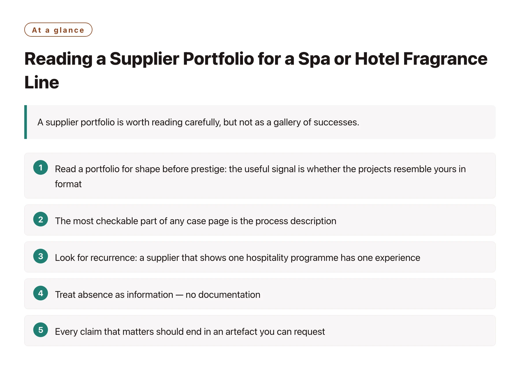 Reading a Supplier Portfolio for a Spa or Hotel Fragrance Line——全文要点速览